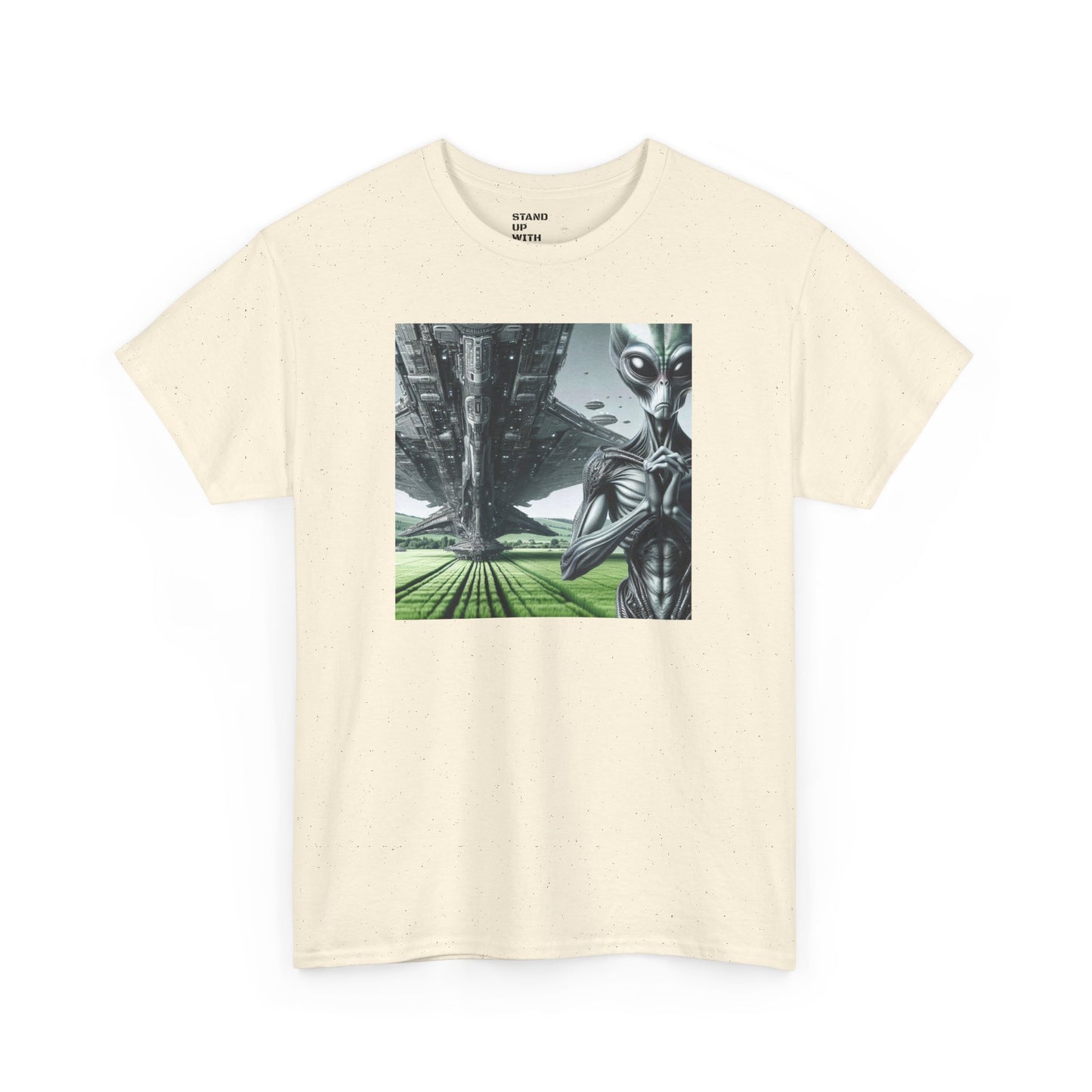 Alien And Mothership Heavy Cotton Tee