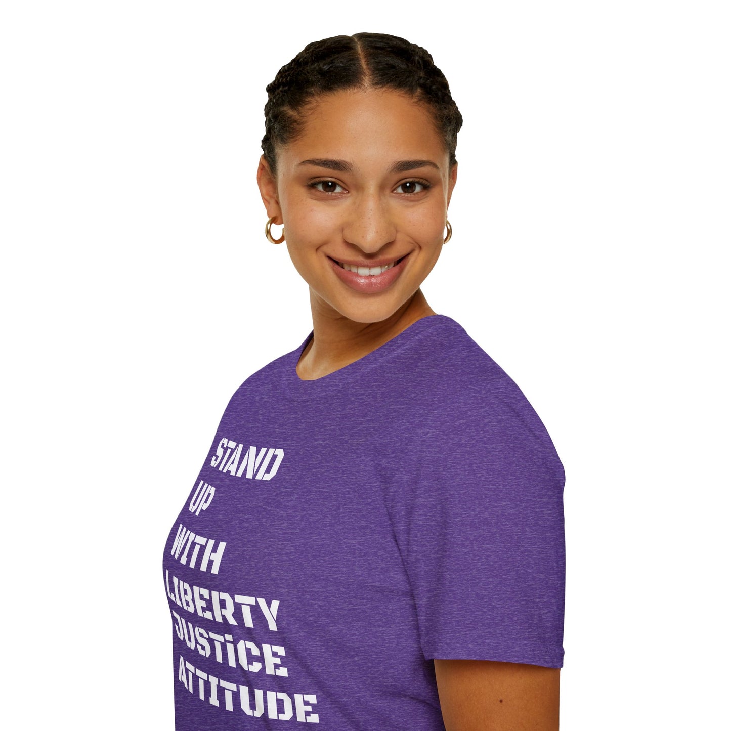 Stand Up With Liberty Justice Attitude in Green Softstyle T-Shirt