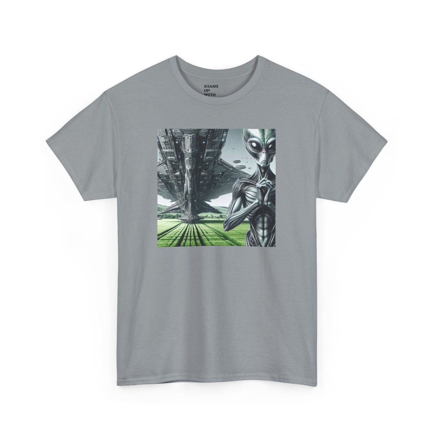 Alien And Mothership Heavy Cotton Tee