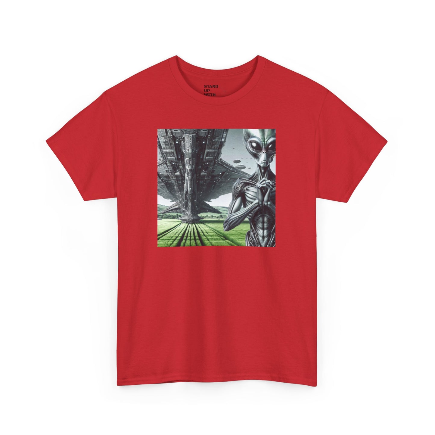 Alien And Mothership Heavy Cotton Tee