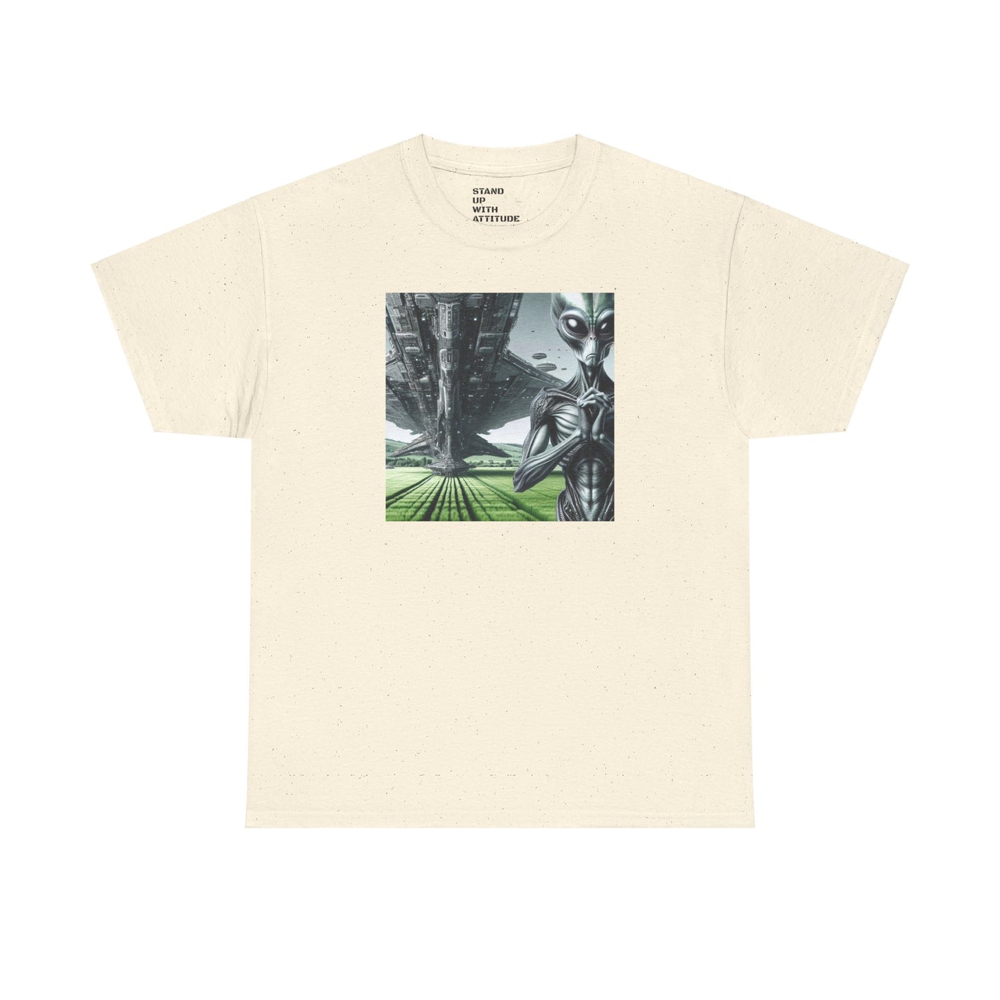 Alien And Mothership Heavy Cotton Tee