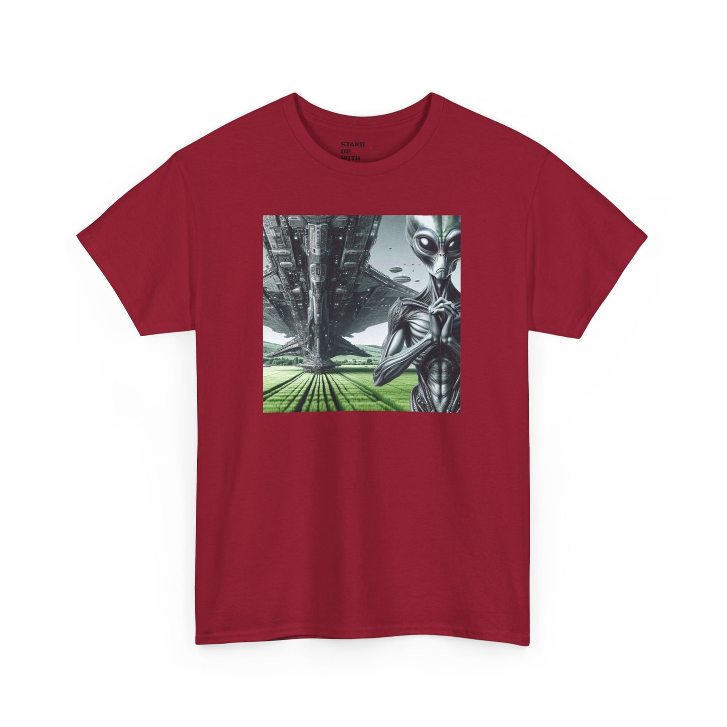 Alien And Mothership Heavy Cotton Tee