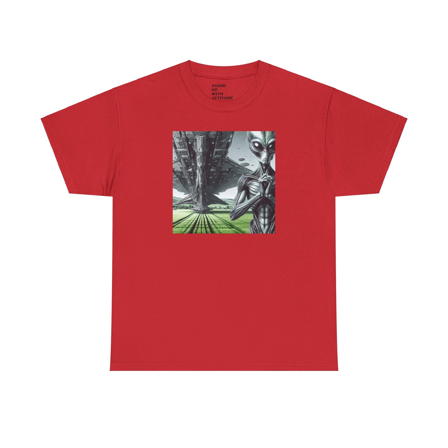 Alien And Mothership Heavy Cotton Tee