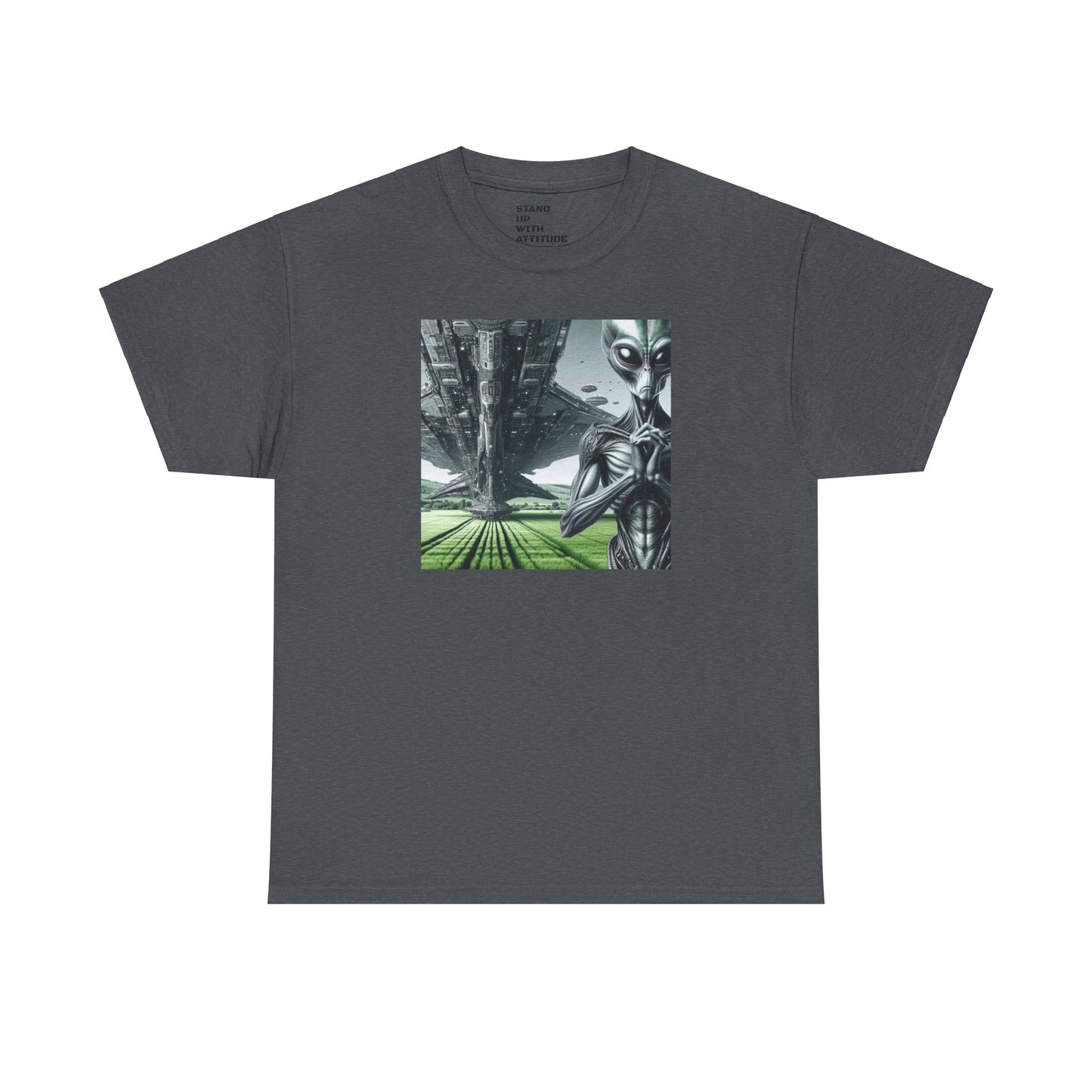 Alien And Mothership Heavy Cotton Tee