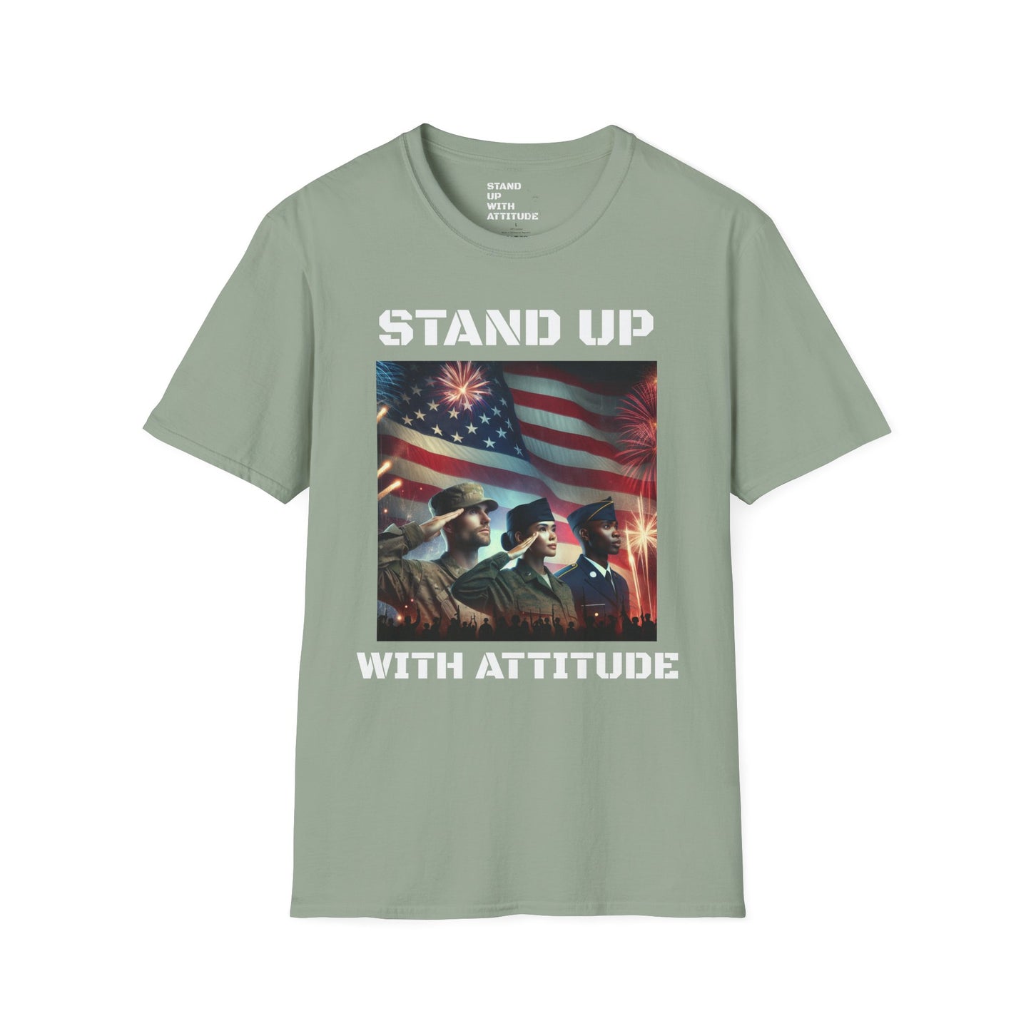 Americans Solute To The U.S. Flag with Fireworks T-Shirt