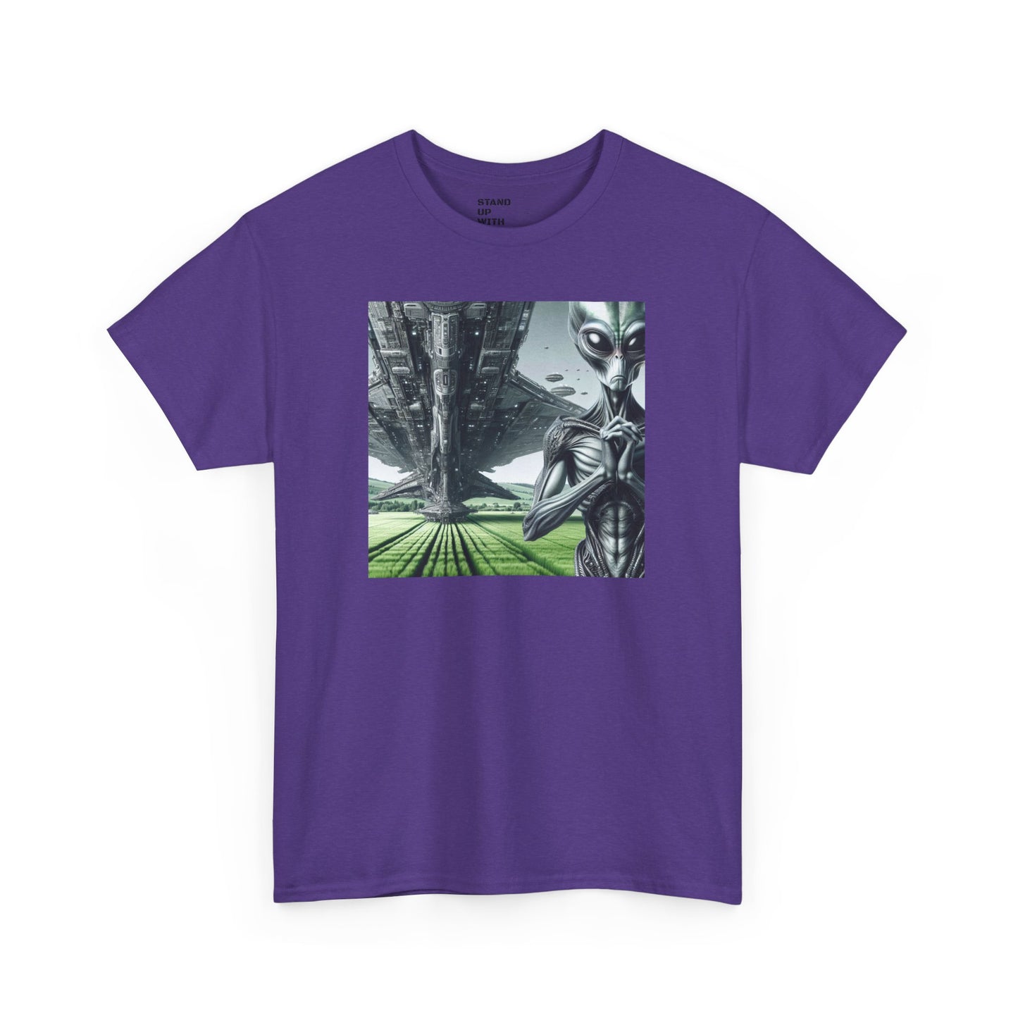 Alien And Mothership Heavy Cotton Tee