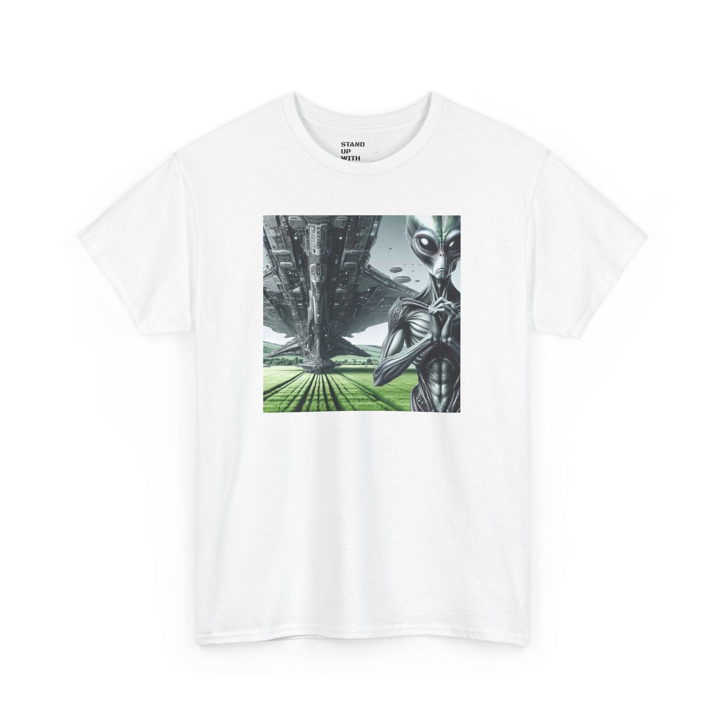 Alien And Mothership Heavy Cotton Tee