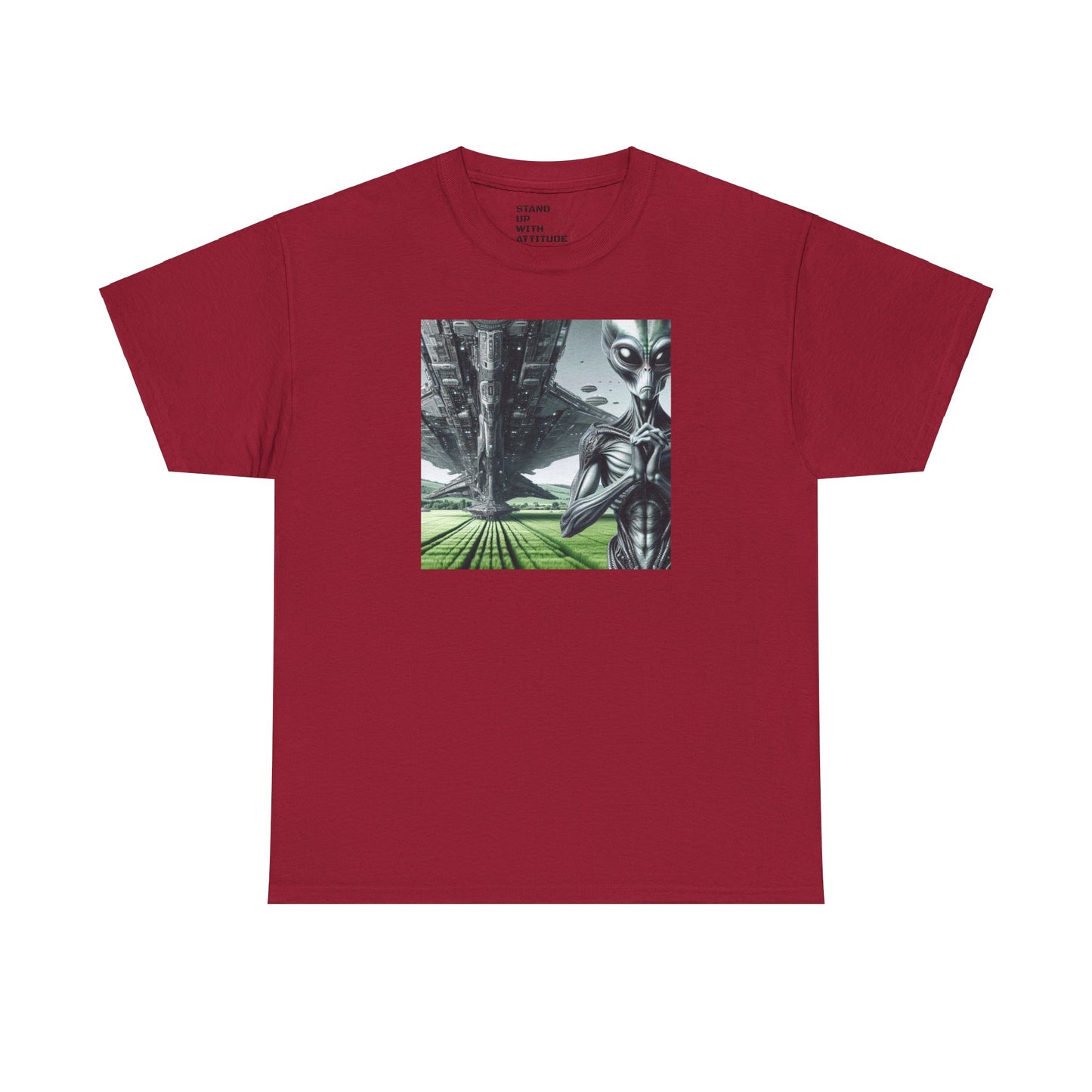 Alien And Mothership Heavy Cotton Tee