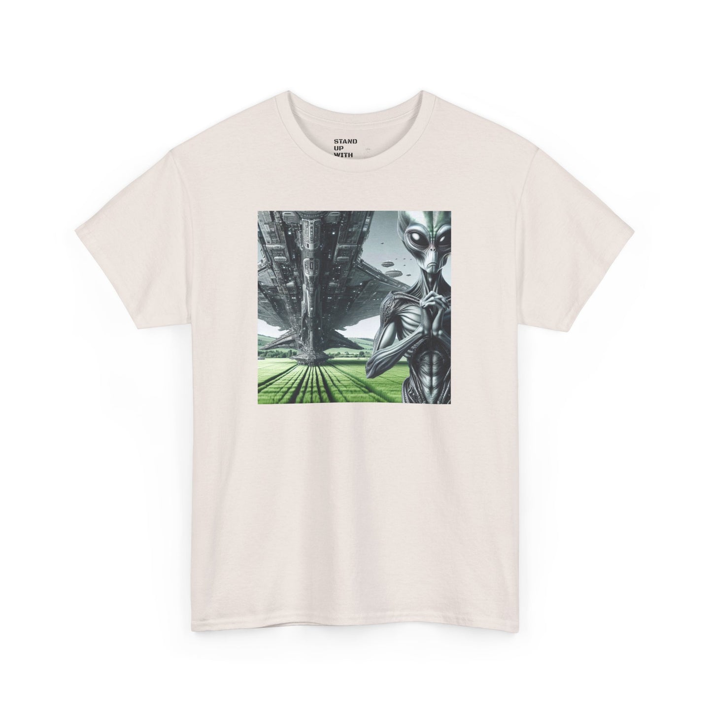 Alien And Mothership Heavy Cotton Tee