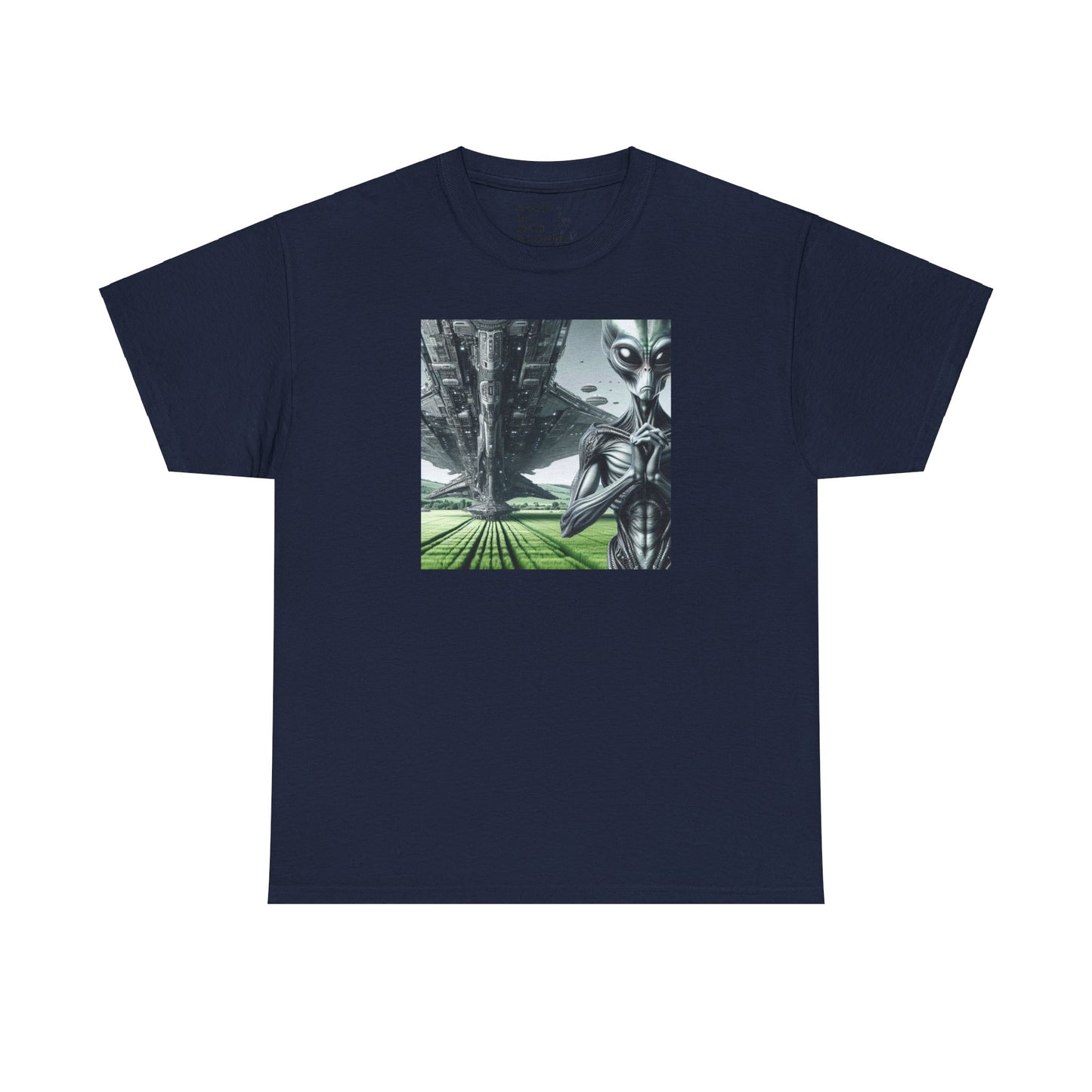 Alien And Mothership Heavy Cotton Tee