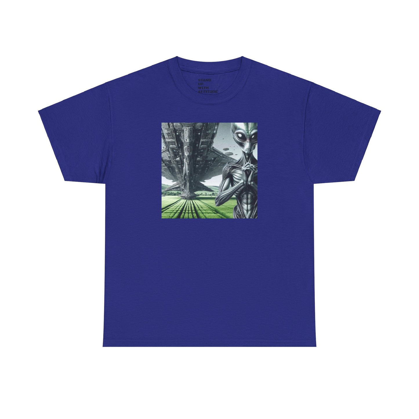 Alien And Mothership Heavy Cotton Tee