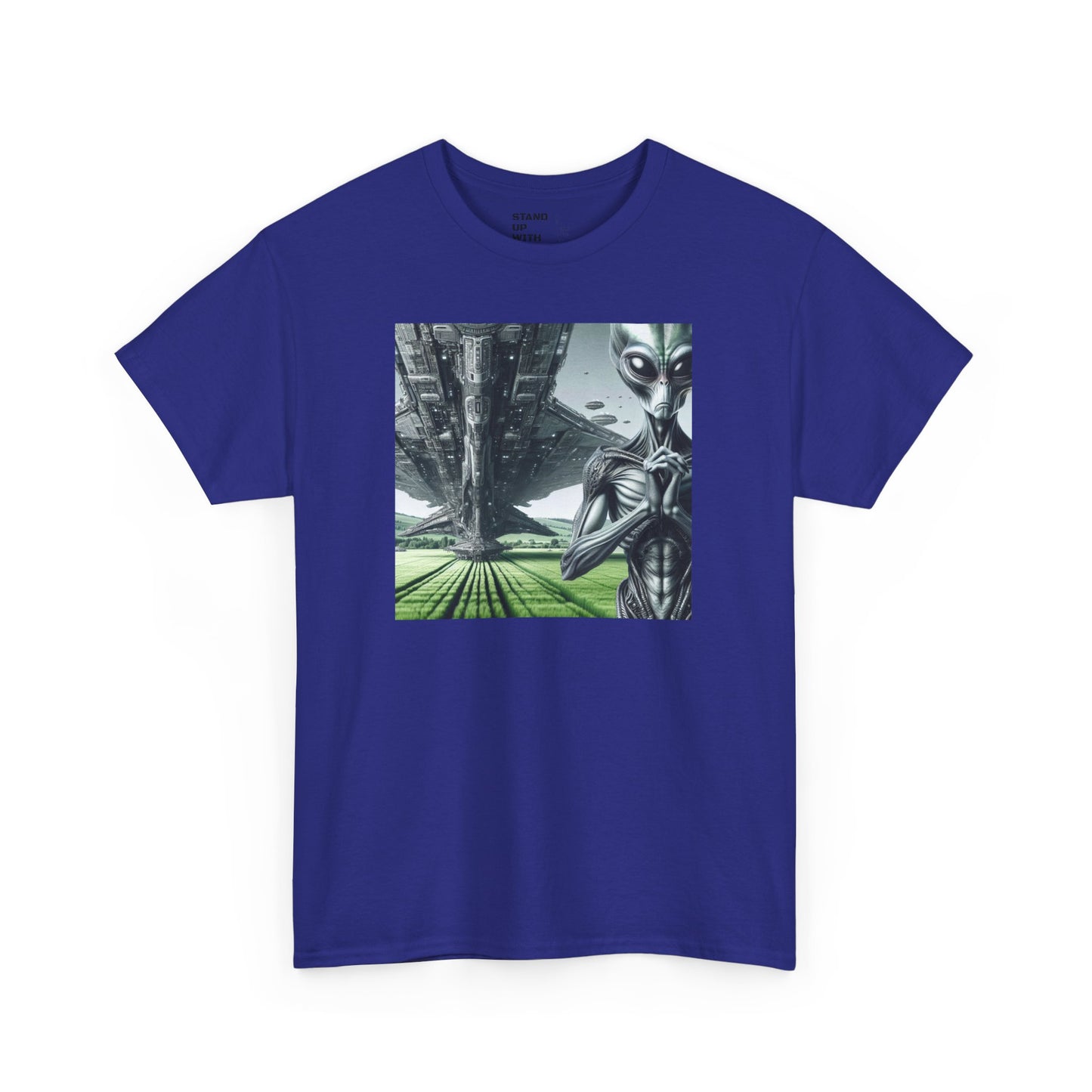 Alien And Mothership Heavy Cotton Tee