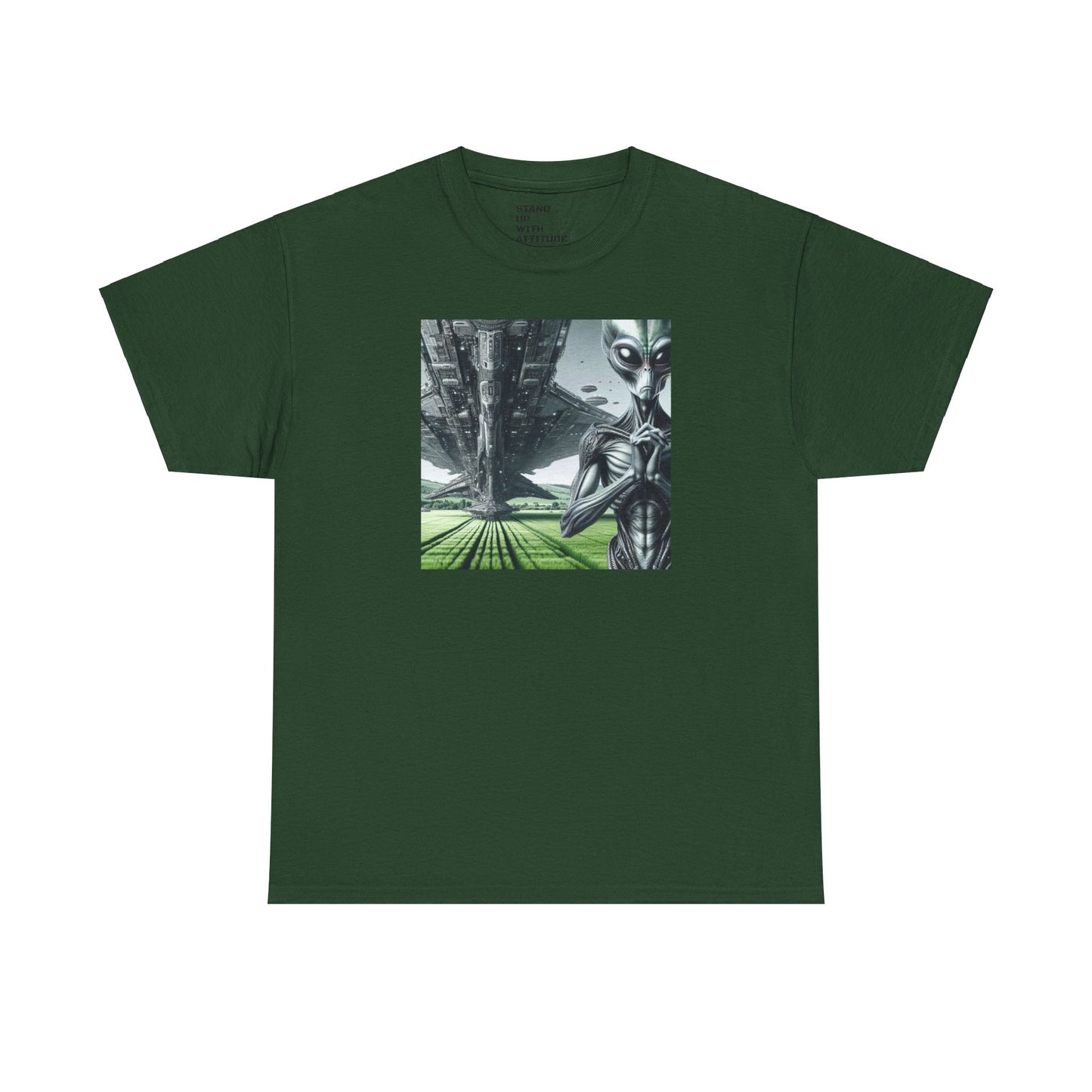 Alien And Mothership Heavy Cotton Tee