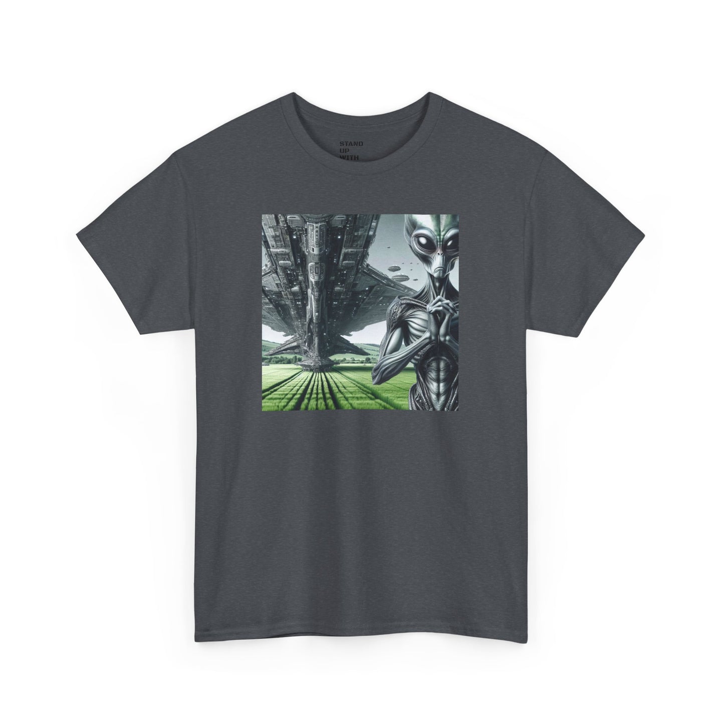 Alien And Mothership Heavy Cotton Tee