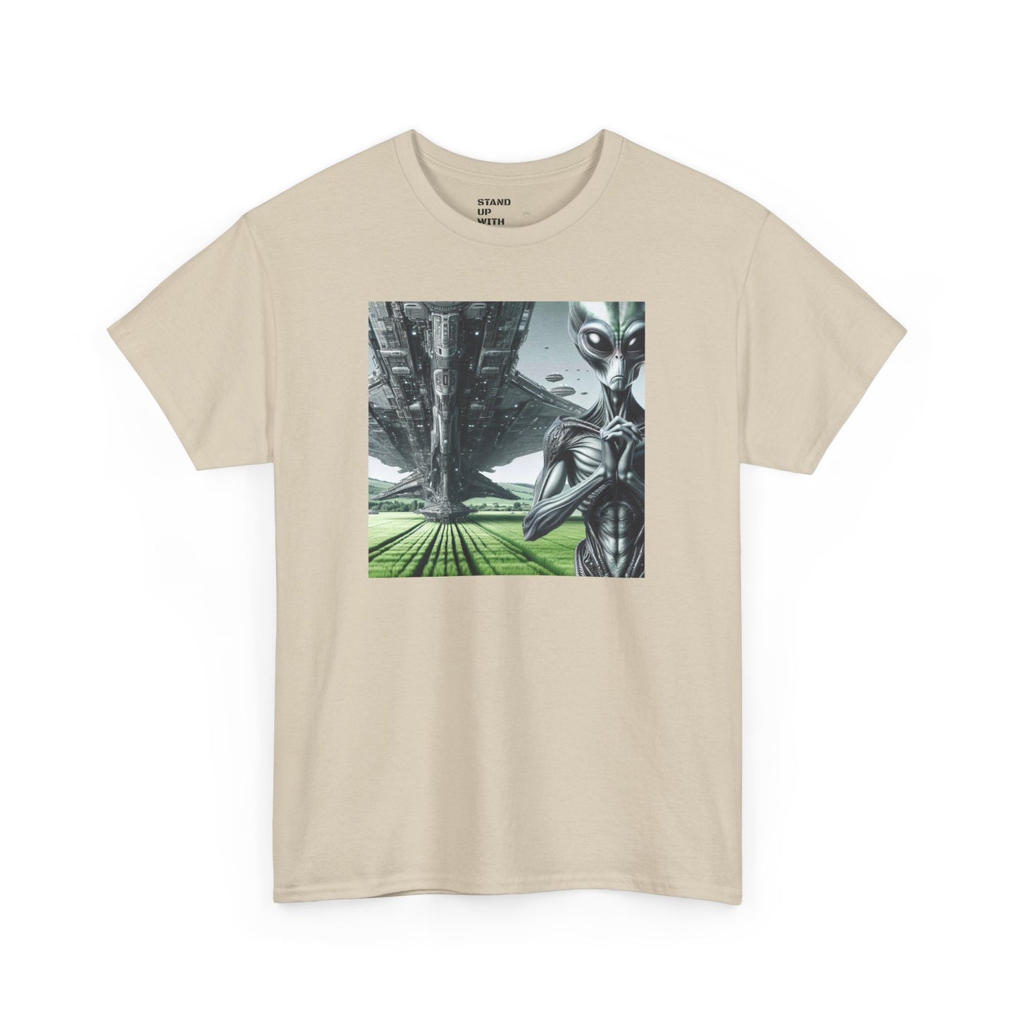 Alien And Mothership Heavy Cotton Tee