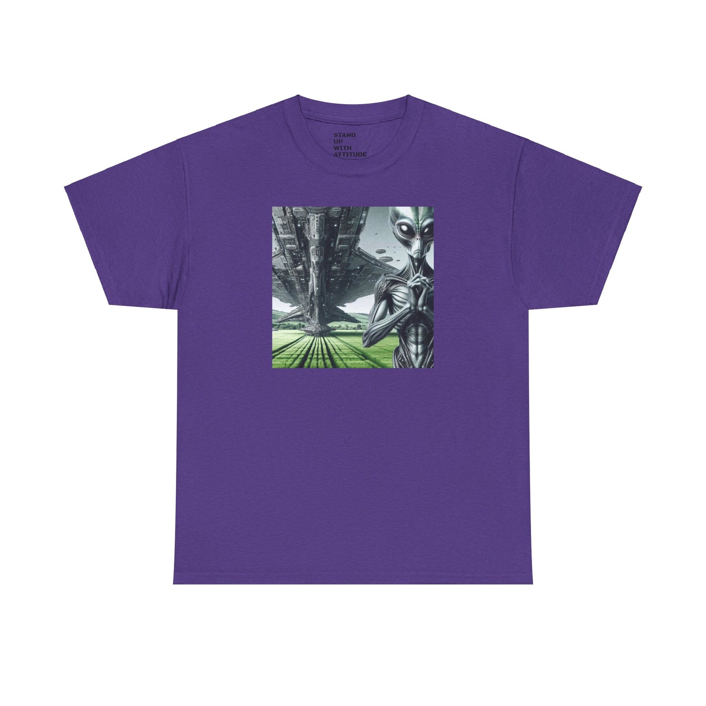 Alien And Mothership Heavy Cotton Tee