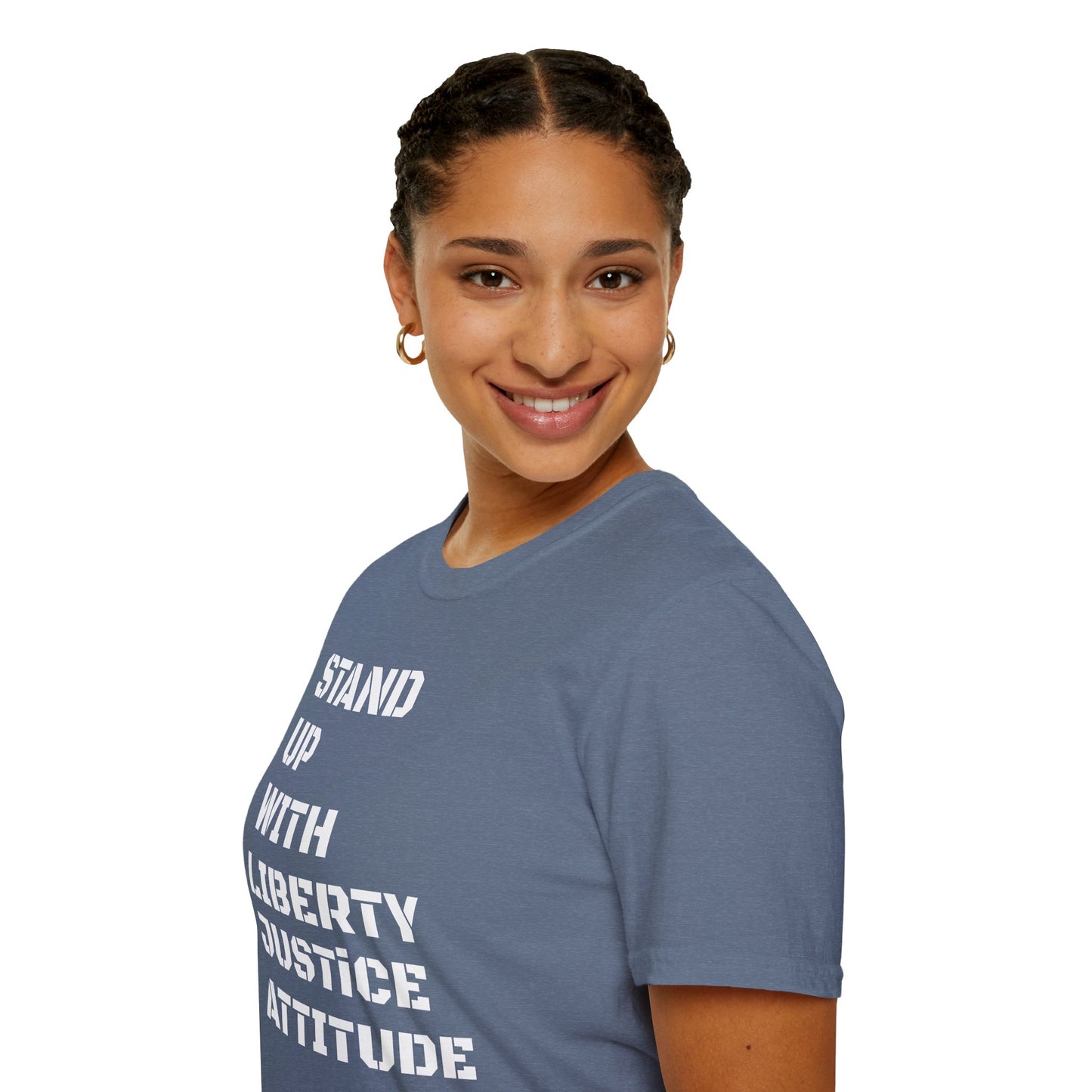 Stand Up With Liberty Justice Attitude in Green Softstyle T-Shirt