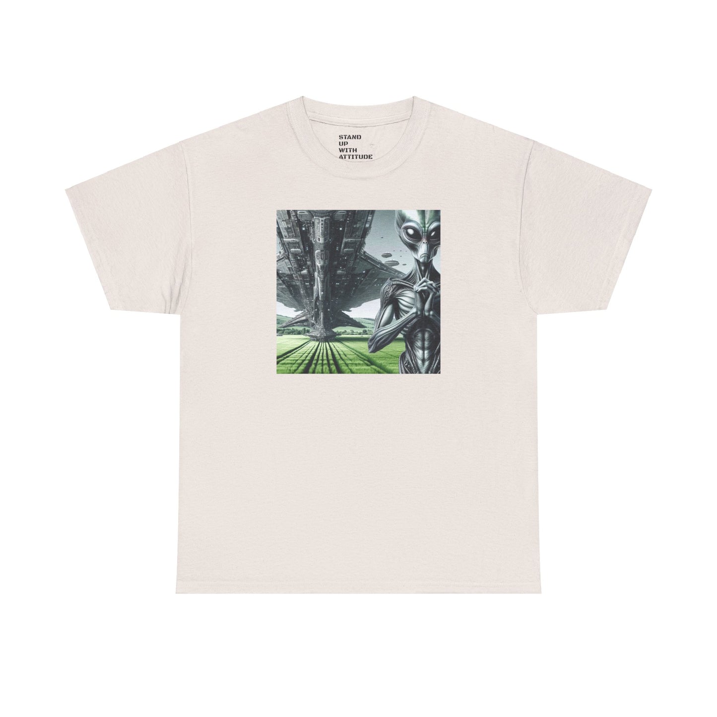 Alien And Mothership Heavy Cotton Tee