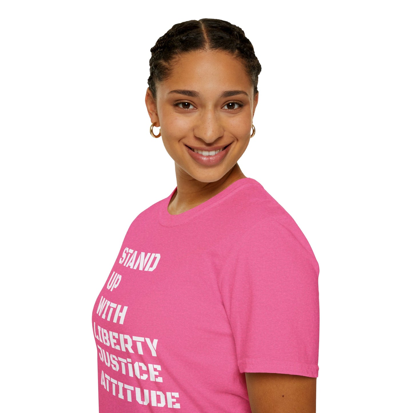 Stand Up With Liberty Justice Attitude in Green Softstyle T-Shirt