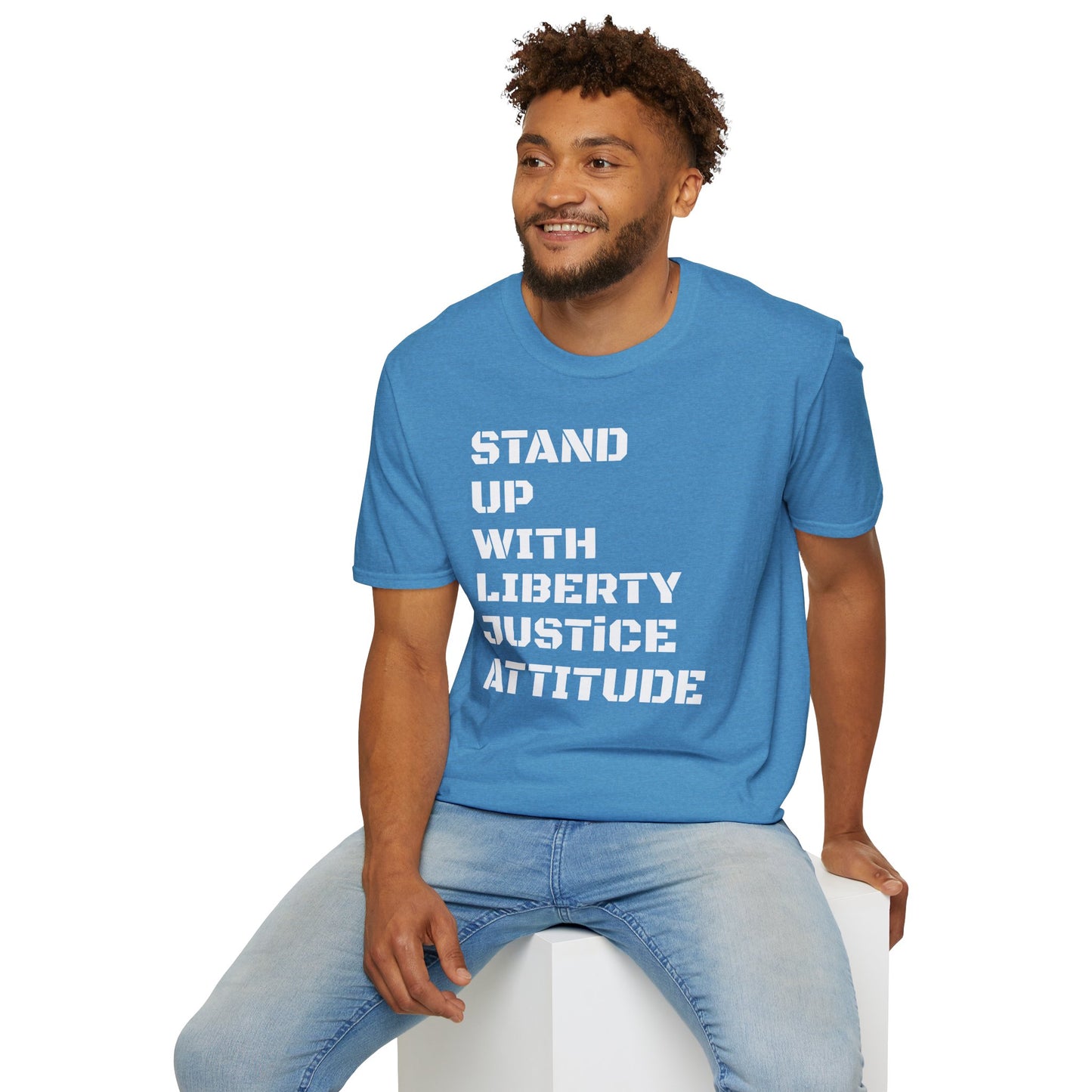 Stand Up With Liberty Justice Attitude in Green Softstyle T-Shirt