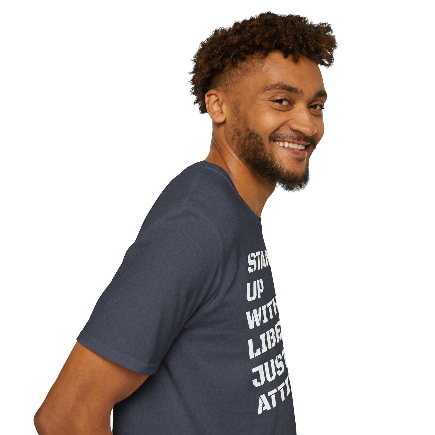 Stand Up With Liberty Justice Attitude in Green Softstyle T-Shirt