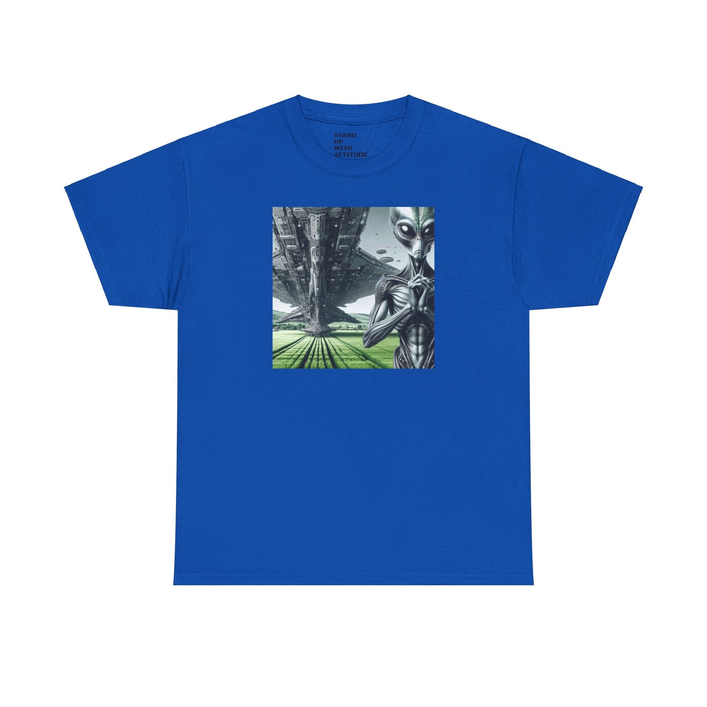 Alien And Mothership Heavy Cotton Tee