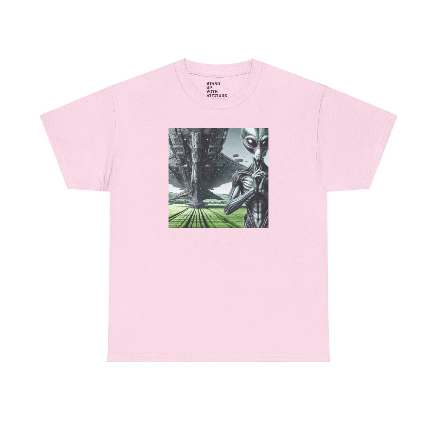 Alien And Mothership Heavy Cotton Tee