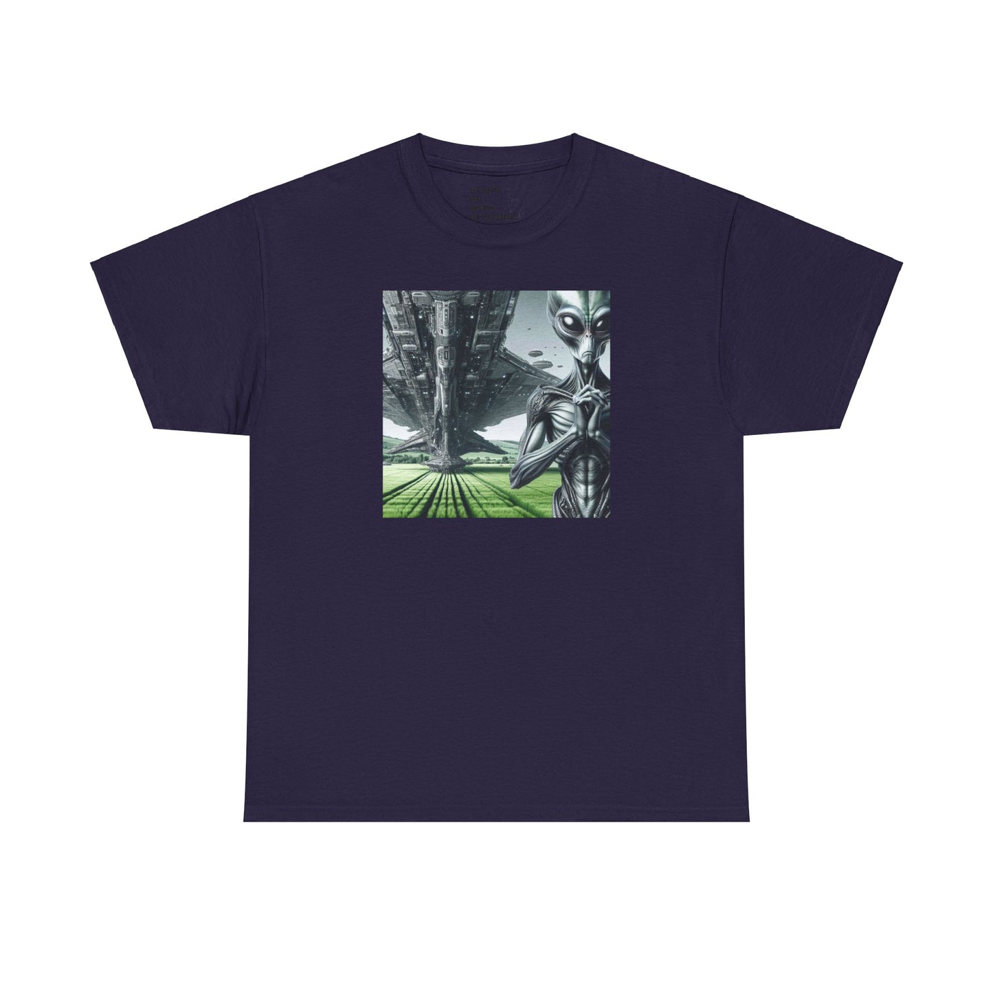 Alien And Mothership Heavy Cotton Tee