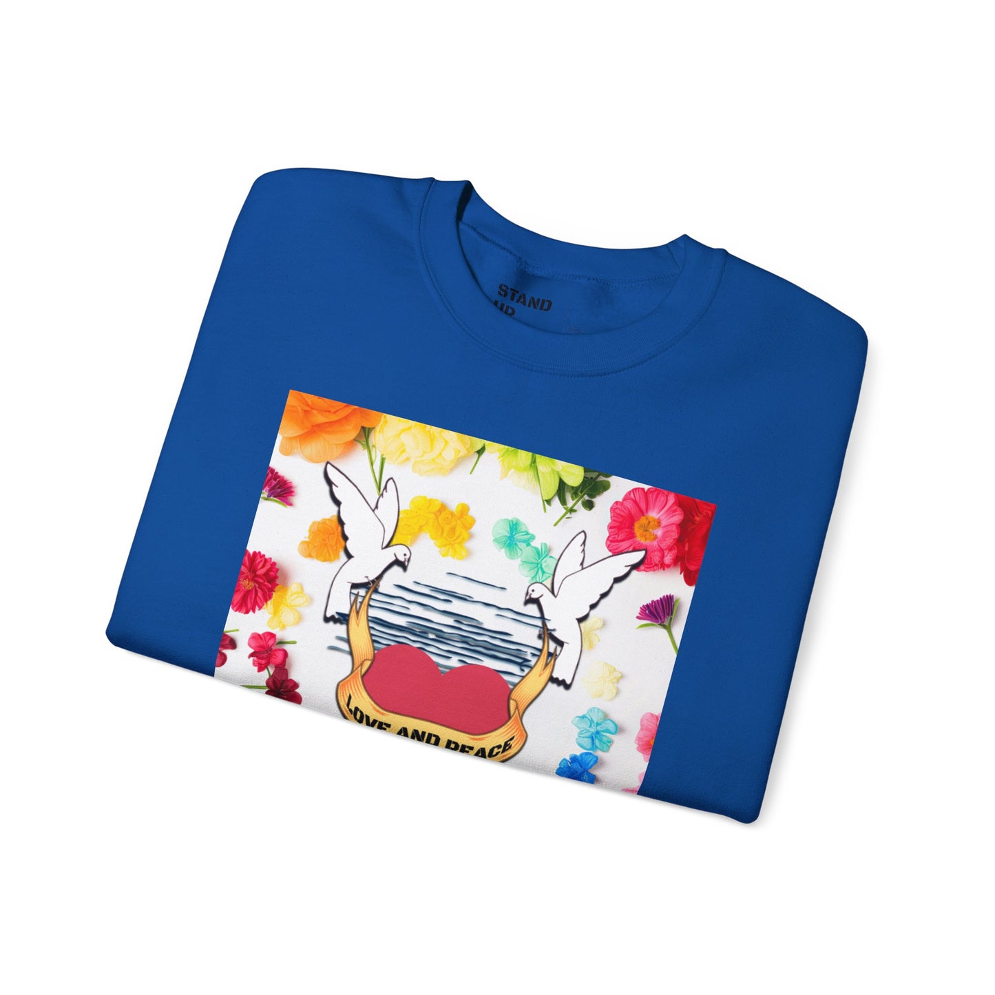 2 Doves With Banner "Love And Peace" Heavy Blend™ Crewneck Sweatshirt