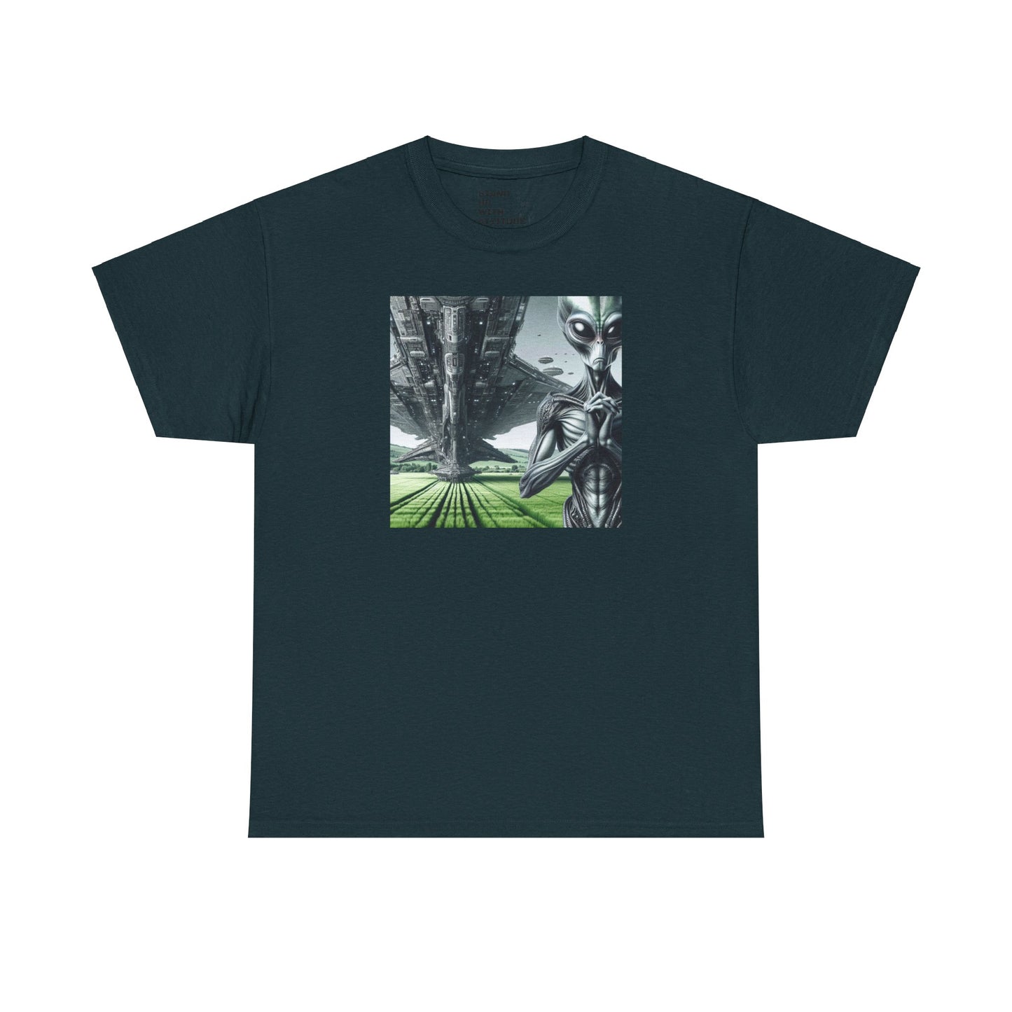 Alien And Mothership Heavy Cotton Tee