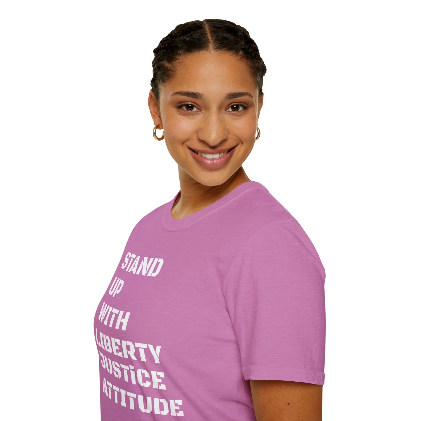 Stand Up With Liberty Justice Attitude in Green Softstyle T-Shirt
