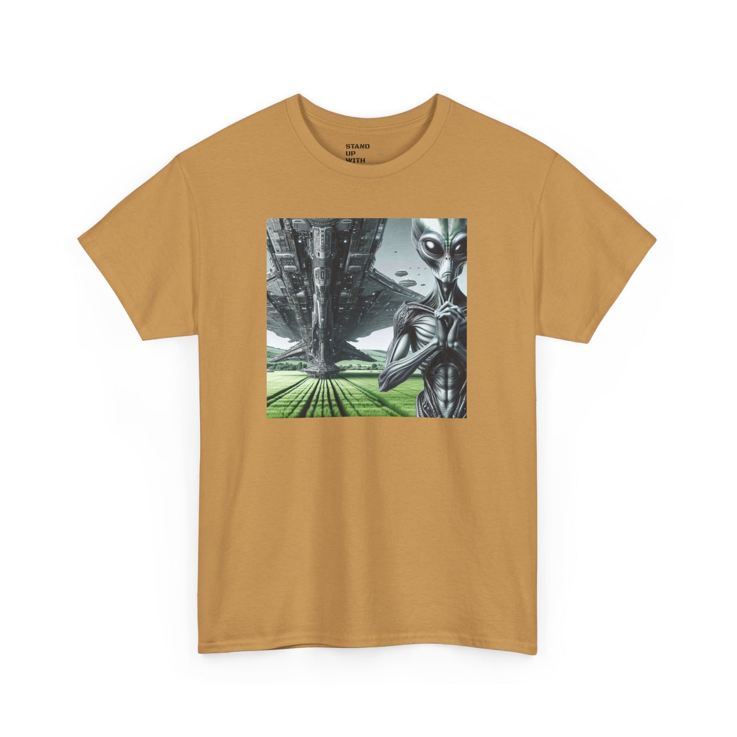 Alien And Mothership Heavy Cotton Tee