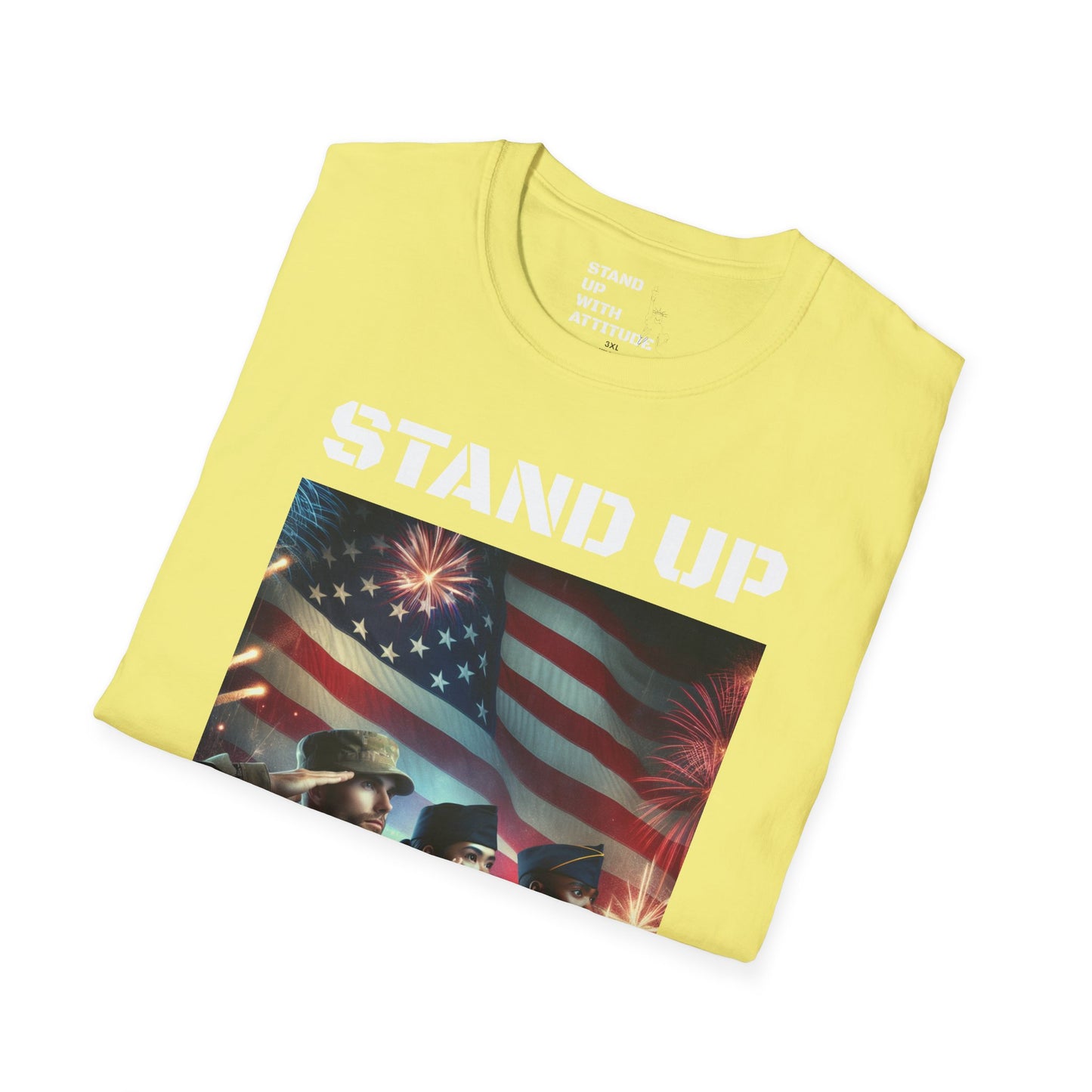 Americans Solute To The U.S. Flag with Fireworks T-Shirt