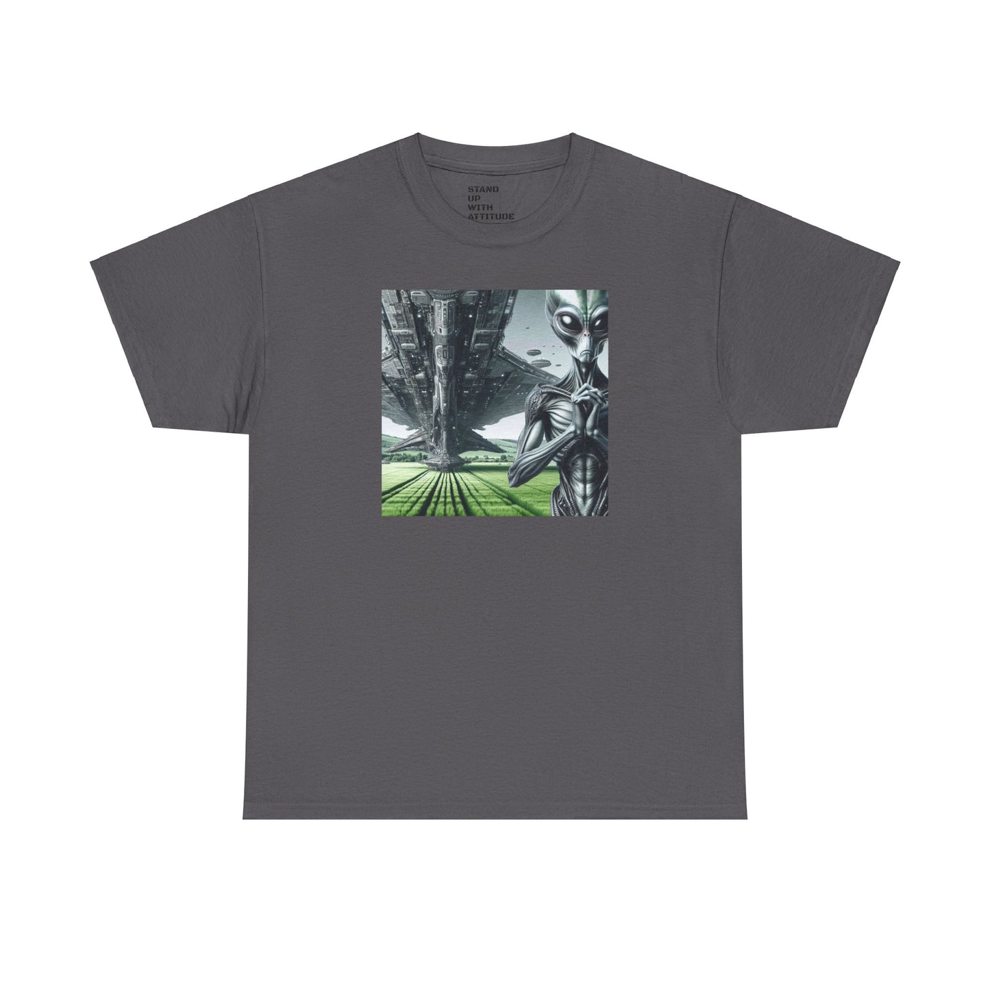 Alien And Mothership Heavy Cotton Tee