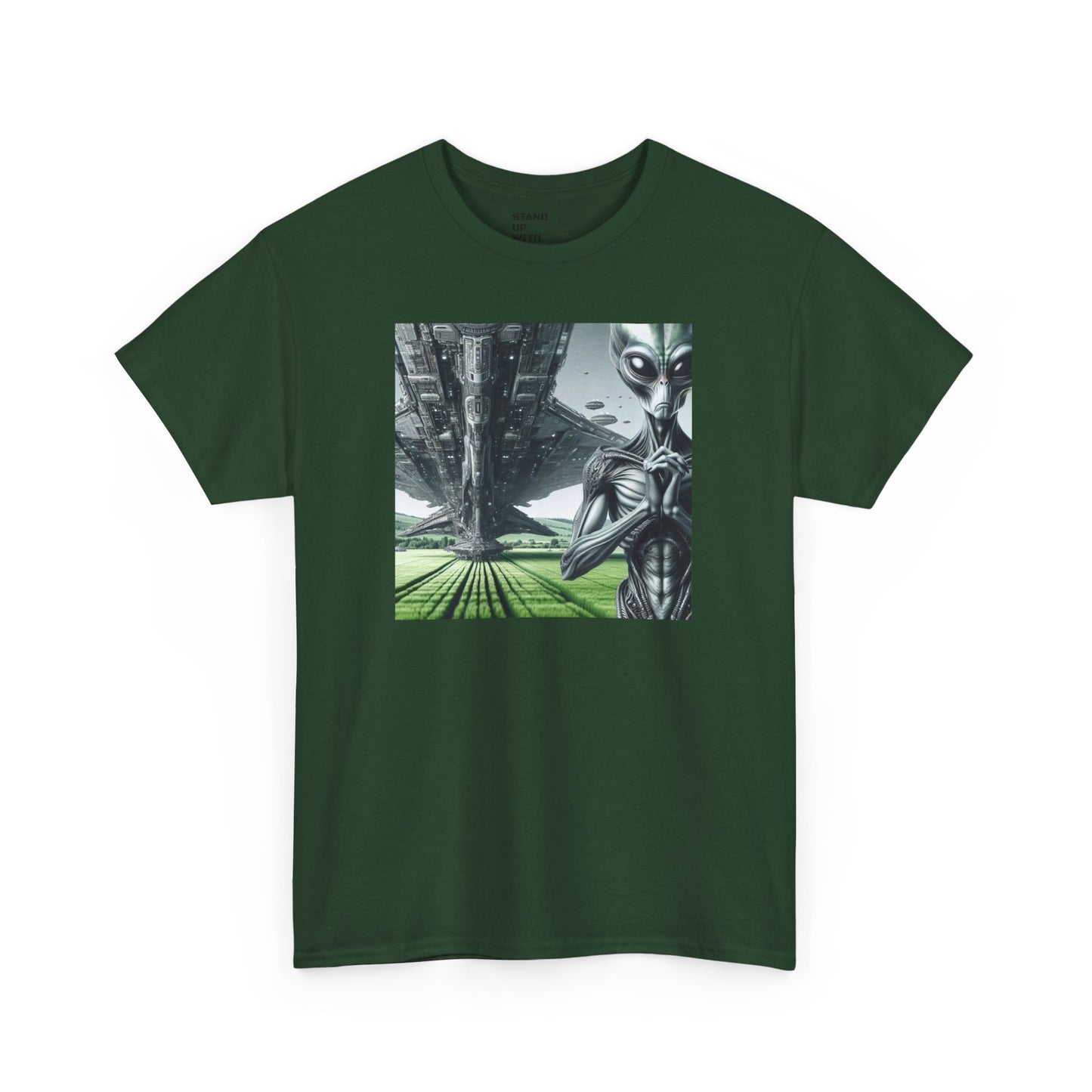 Alien And Mothership Heavy Cotton Tee