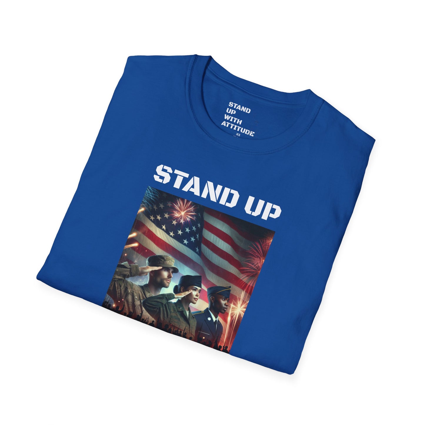 Americans Solute To The U.S. Flag with Fireworks T-Shirt