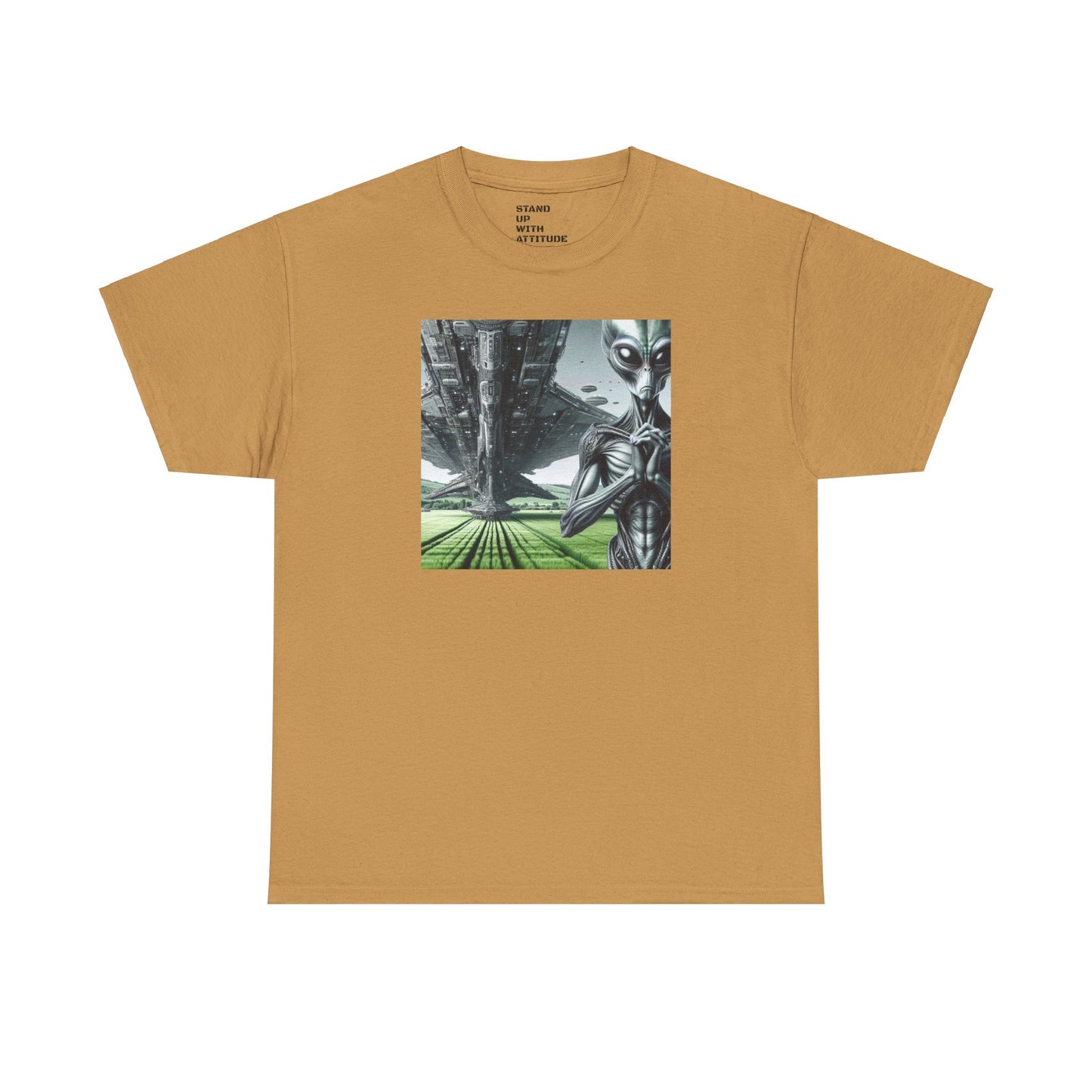 Alien And Mothership Heavy Cotton Tee