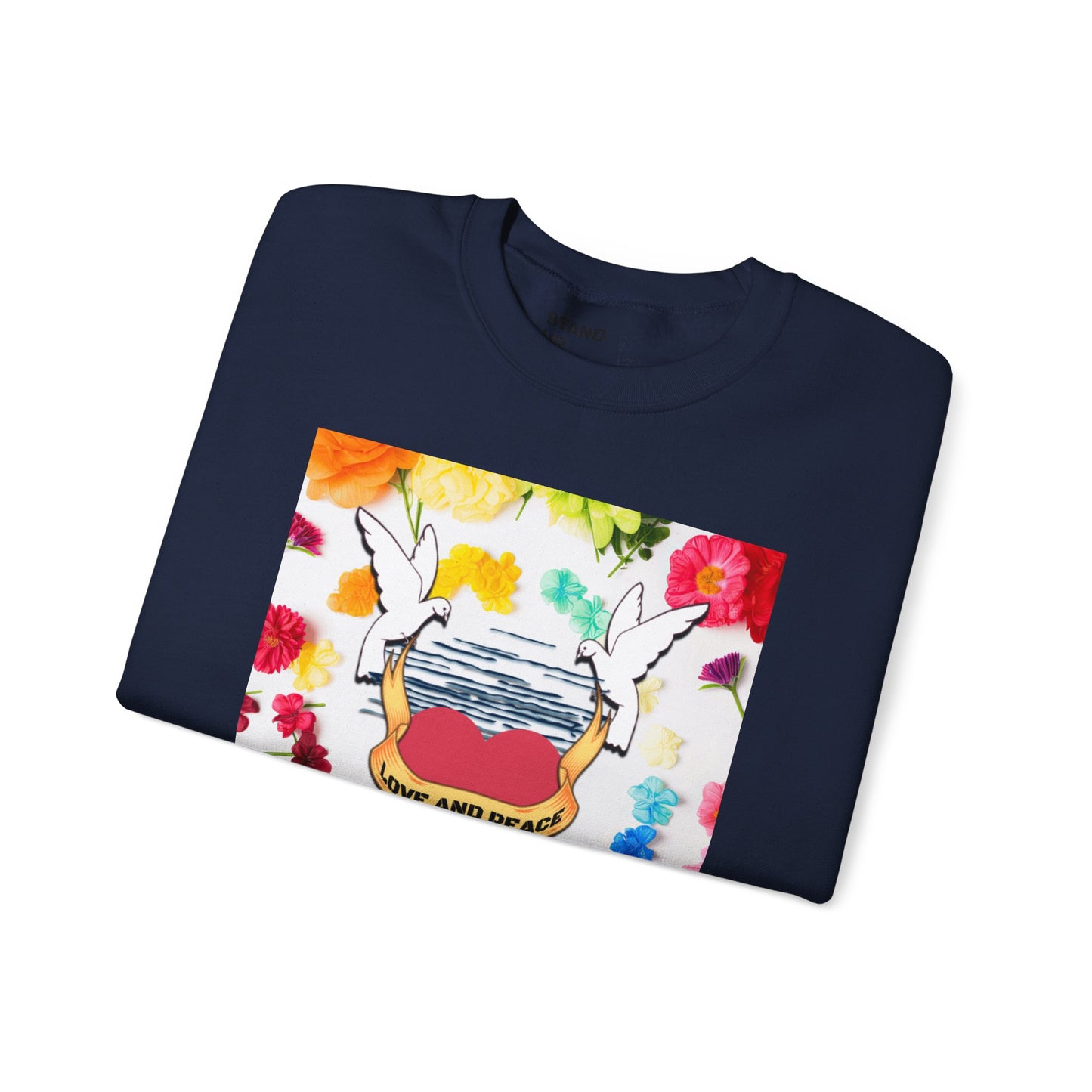 2 Doves With Banner "Love And Peace" Heavy Blend™ Crewneck Sweatshirt