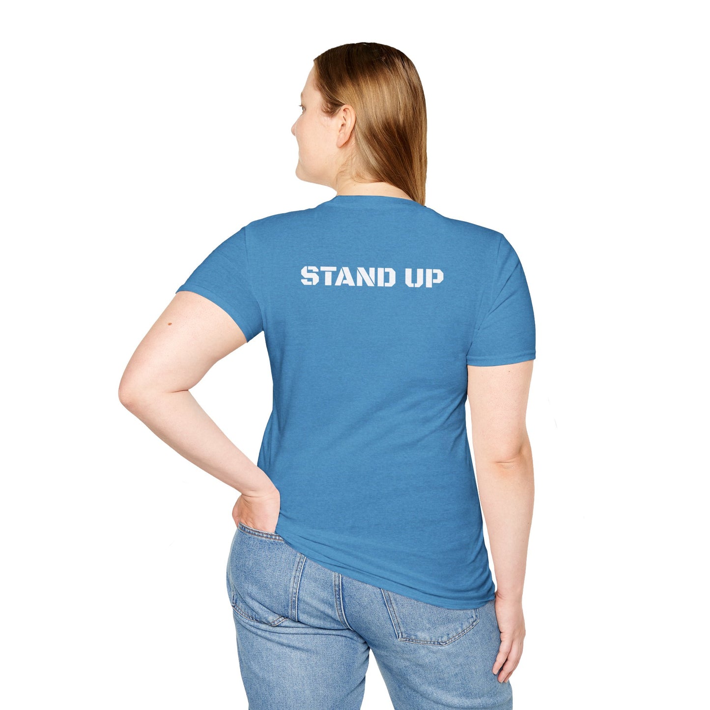 Stand Up With Liberty Justice Attitude in Green Softstyle T-Shirt