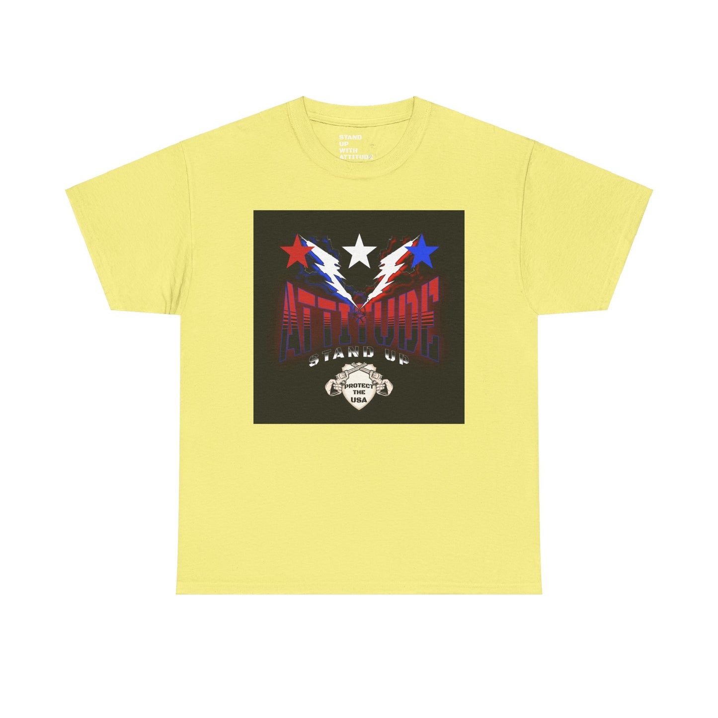 Red White And Blue Stars Protect The USA Heavy Cotton Tee