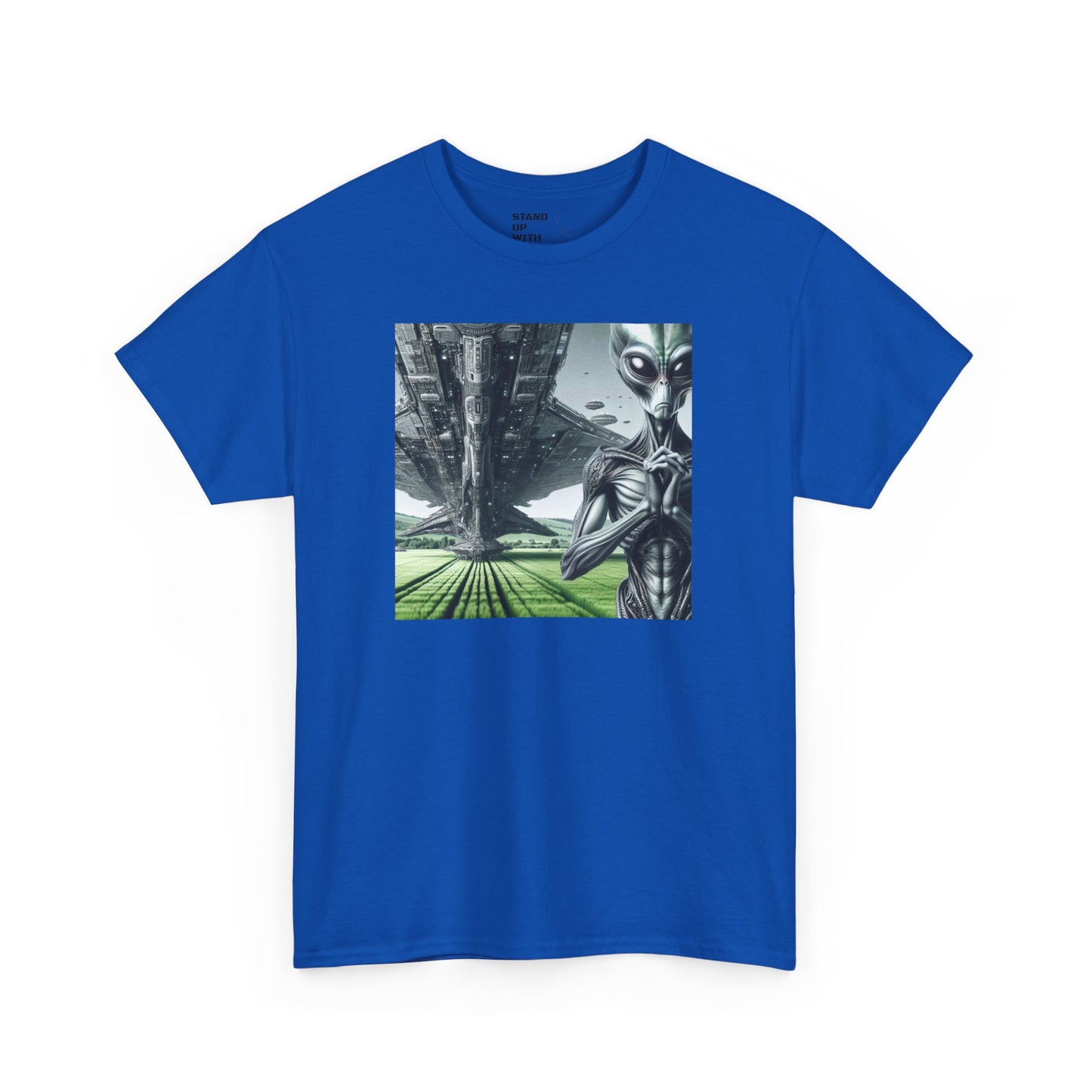 Alien And Mothership Heavy Cotton Tee