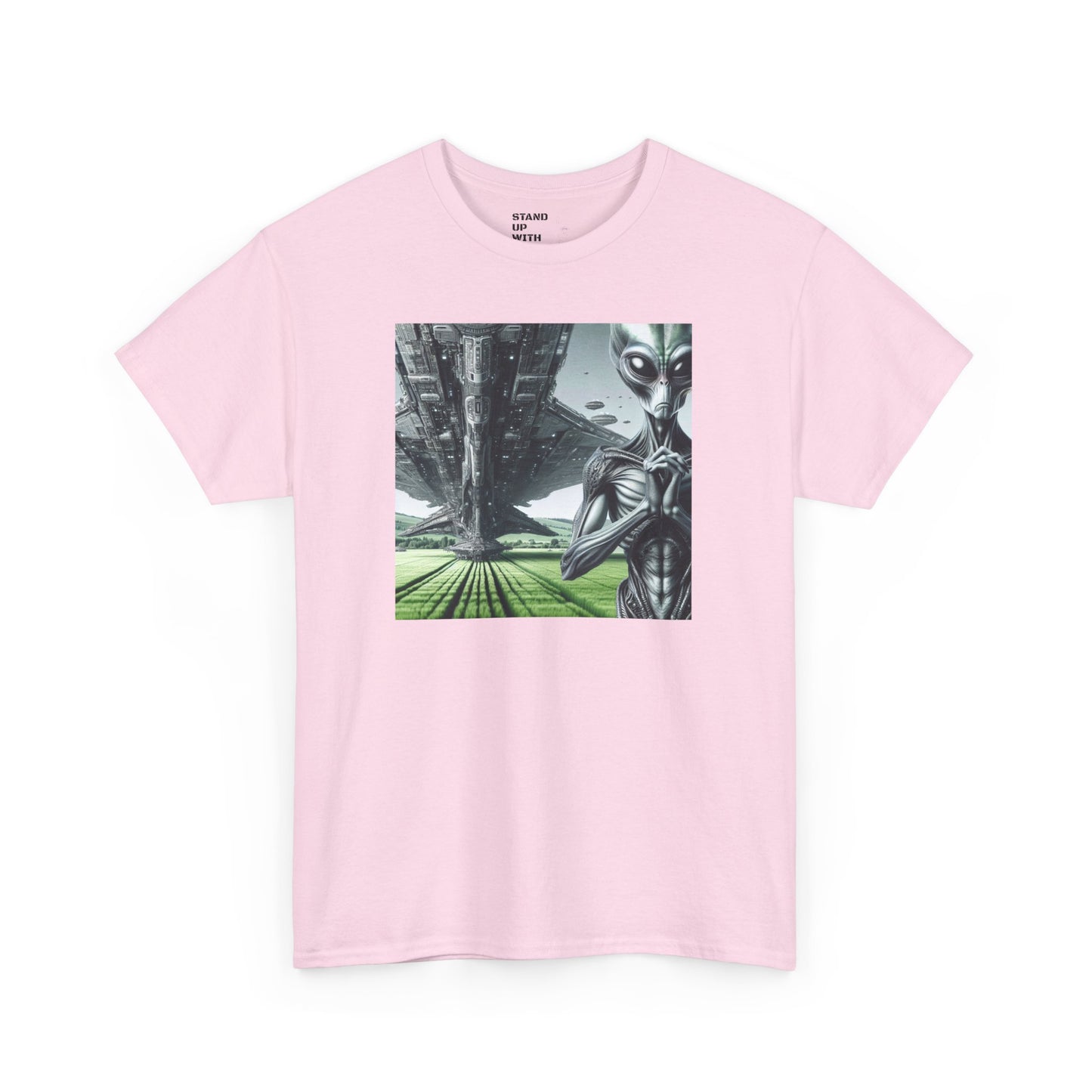 Alien And Mothership Heavy Cotton Tee